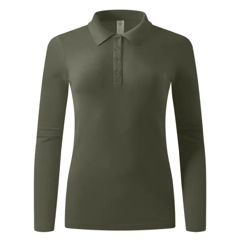 EXPLODE SUNNY LSL ženska pamučna polo majica dugih rukava 180 g m2 Maslinasta L | Novatex DOO