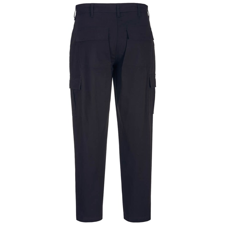 Portwest S233 ženske rastegljive cargo radne pantalone, slim fit kroj, crna i teget boja