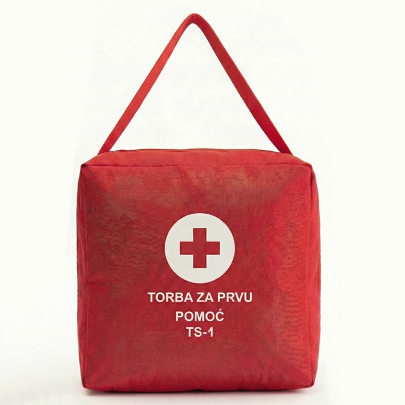 Prenosiva torba za prvu pomoć – TS1 puna, crvena torba sa zip zatvaranjem